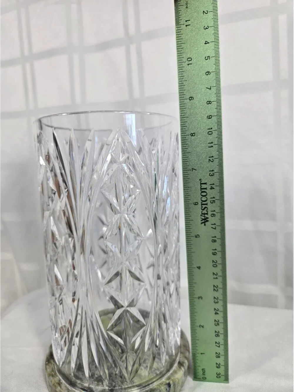 Waterford Crystal Connemara Marble Ah Chara Failte Cylinder Hurricane Lamp